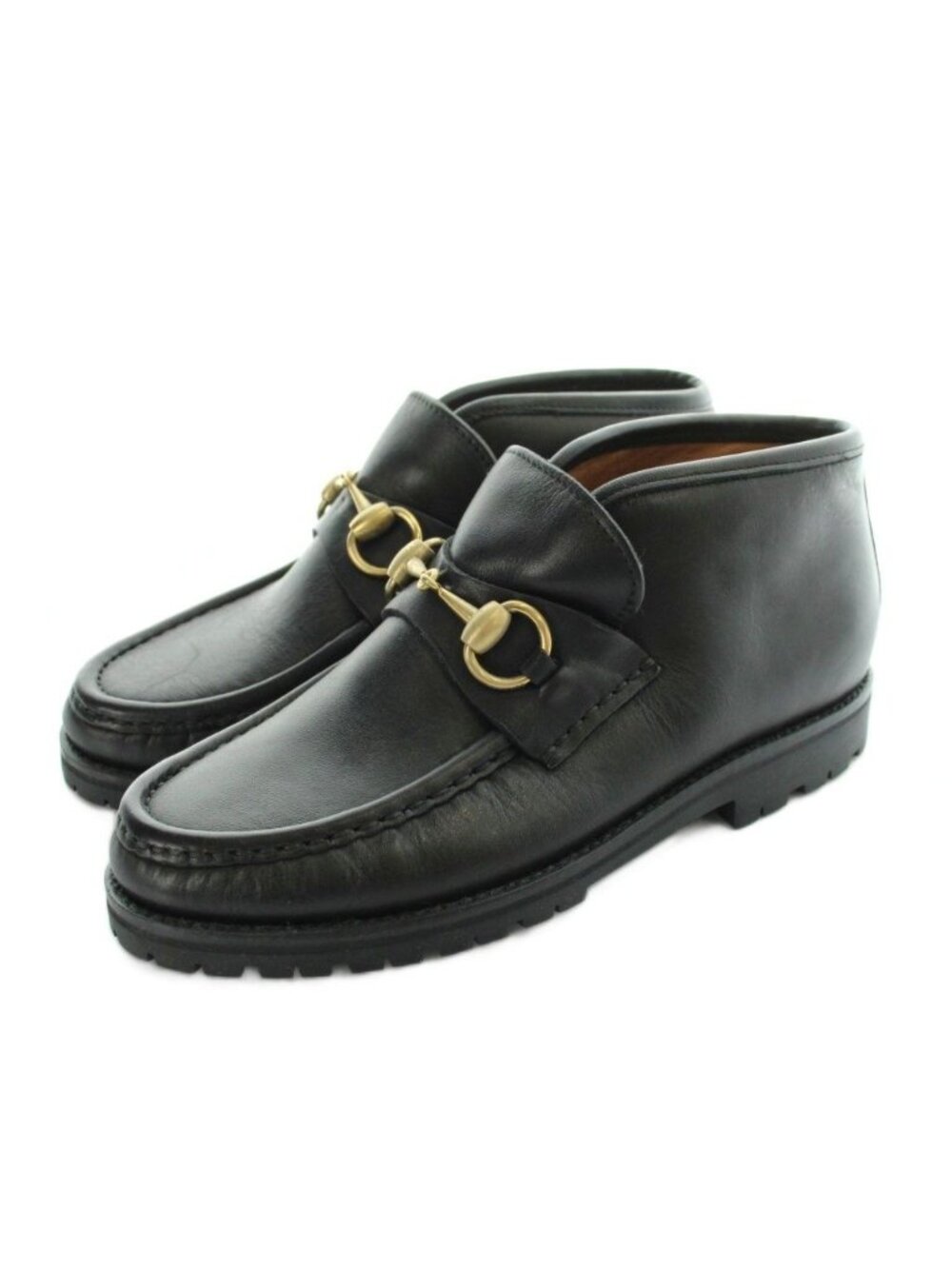 Gucci 104 Chukka Boots Horsebit Leather Logo Black